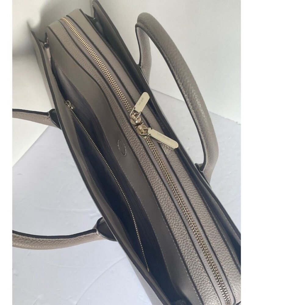 Kate Spade Knott Large Commuter Laptop Tote Taupe Leather Work Bag Womens - Picture 7 of 12